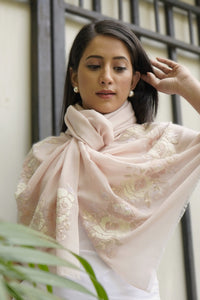 Imperial Rose | Embroidered Wool Silk Stole