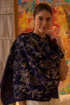 Golden Peony Embroidered Fine Merino Wool Stole