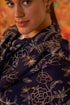 Golden Peony Embroidered Fine Merino Wool Stole