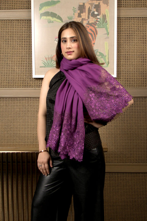 A Rose Filigree | Embroidered Wool Silk Stole