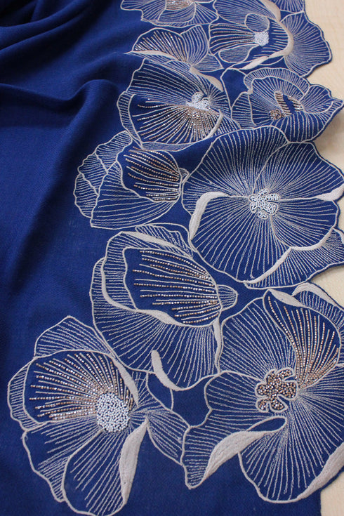 Poppy Affair | Embroidered Wool Silk Stole