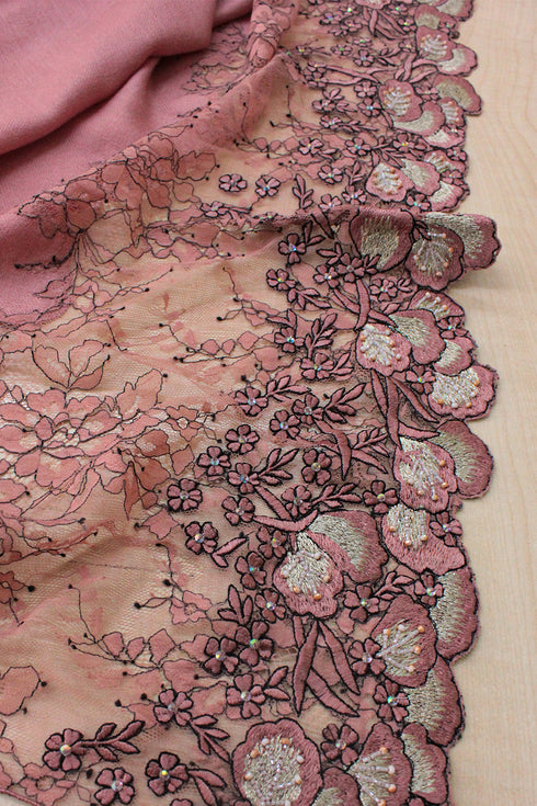 Dainty Petals | Embroidered Wool Silk Stole