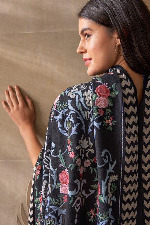 Chintz Chevron | Embroidered Pure Cashmere Shawl