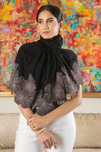 Midnight Sun | Embroidered Wool Silk Stole