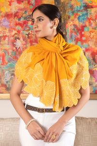 Midnight Sun | Embroidered Wool Silk Stole