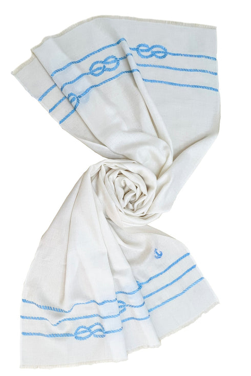 The Skipper Embroidered Fine Wool Silk Stole