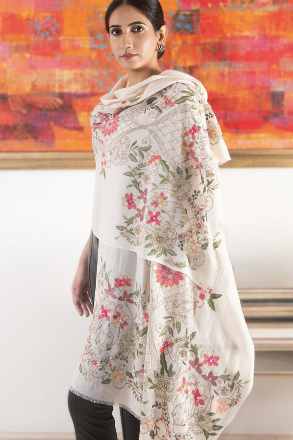 The Persian Story | Embroidered Wool Silk Stole