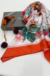 Cafe-De-Paris | Pure Silk Twill Scarf with a Handmade Rakhi