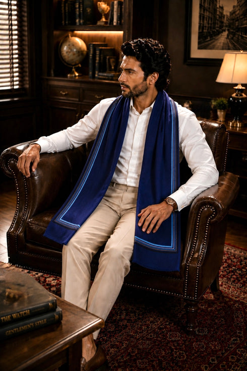 The Capitalist | Embroidered Fine Wool Silk Stole