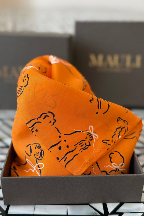 Club Canine | Pure Silk Pocket Square with a Handmade Rakhi
