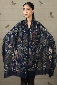Enchanted Forest | Embroidered Pure Cashmere Stole