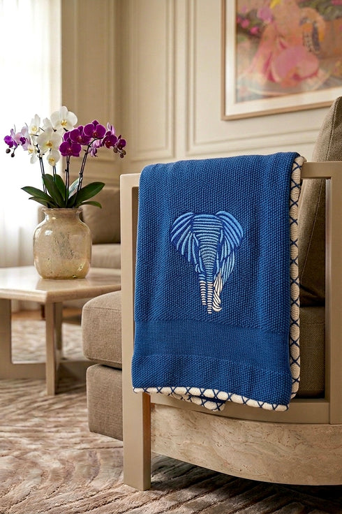 The Gentle Giant | Embroidered Cotton Knit Blanket