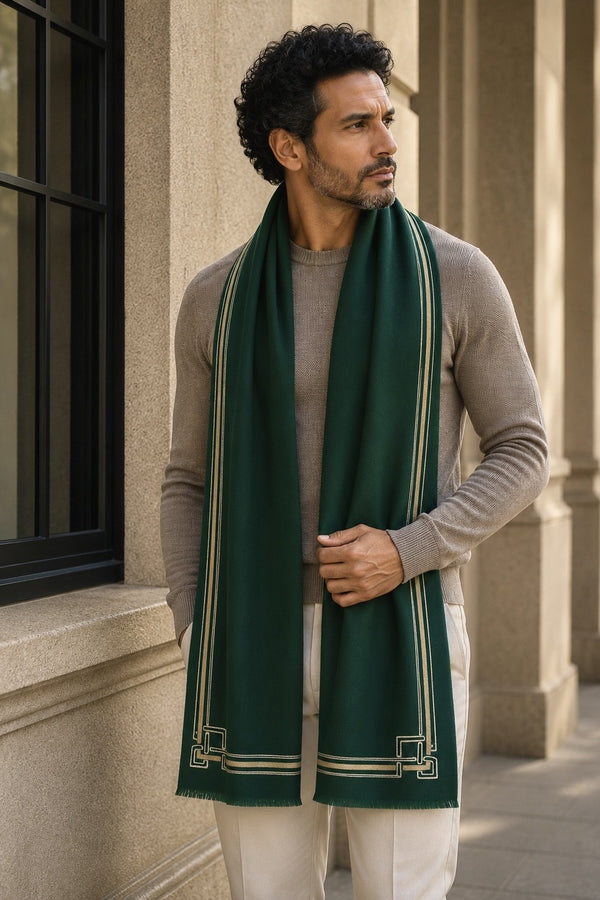 The Architect | Embroidered Fine Wool Silk Stole