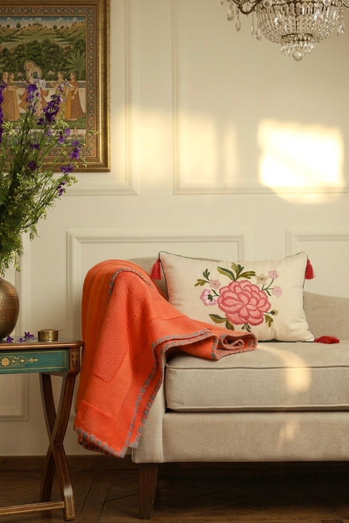 The Comfort Layer | Embroidered Cotton Knit Throw
