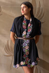 Floral Sprinkle Embroidered Wool Silk Stole