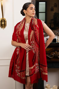 Leafy Affair | Embroidered Wool Silk Stole