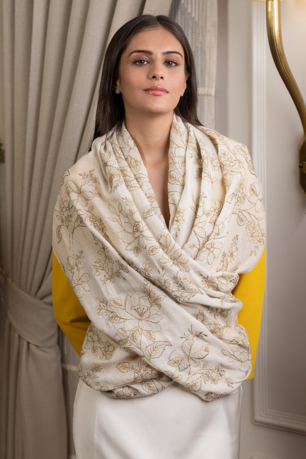 Glitz Cherry Blossom | Fine Merino Wool Stole