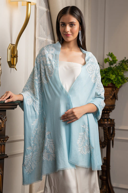 Victoria | Embroidered Wool Silk Stole