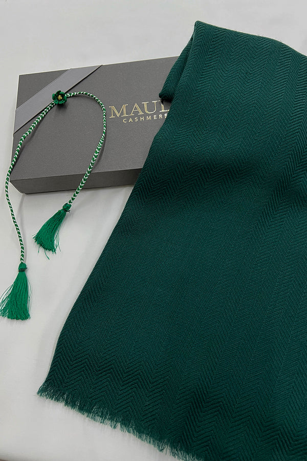 Herringbone Merino Scarf with Handmade Rakhi