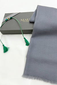 Herringbone Merino Scarf with Handmade Rakhi
