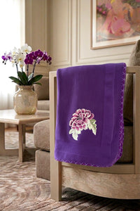 The Blooming Peony | Embroidered Cotton Knit Blanket