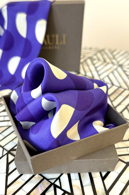 Retro Orbit | Pure Silk Pocket Square with a Handmade Rakhi