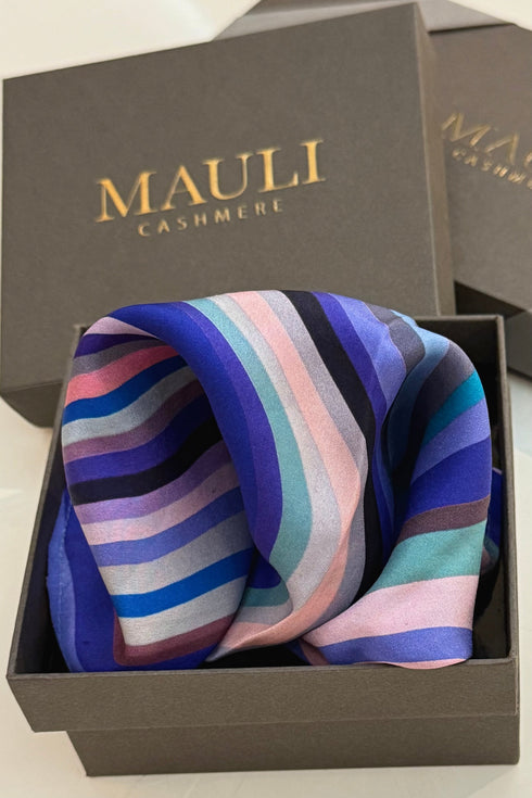 Midnight Riviera | Pure Silk Pocket Square with a Handmade Rakhi