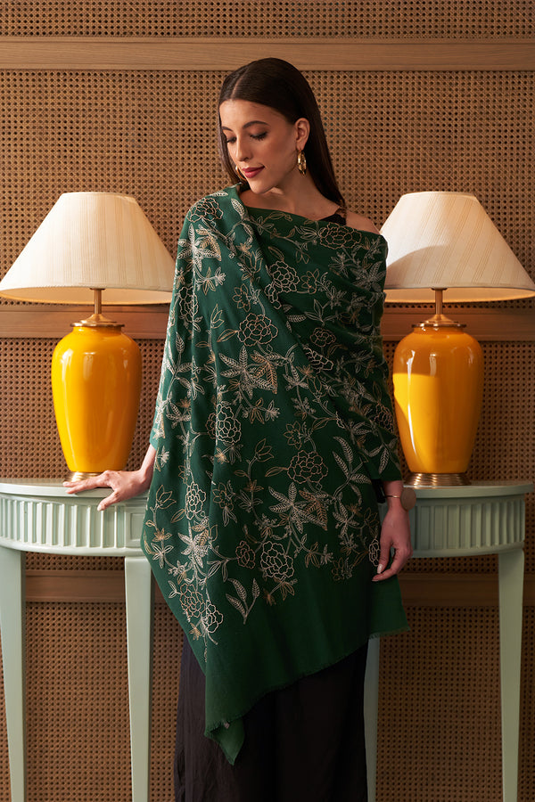 Golden Peony Fine Merino Wool Stole
